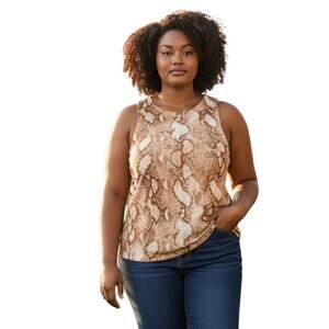 Ralph Lauren Snakeskin-Print Cotton-Blend Tank Top Size 3X